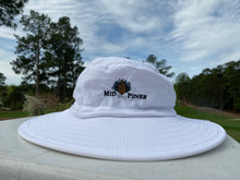 Load image into Gallery viewer, white bucket hat with Mid Pines logo
